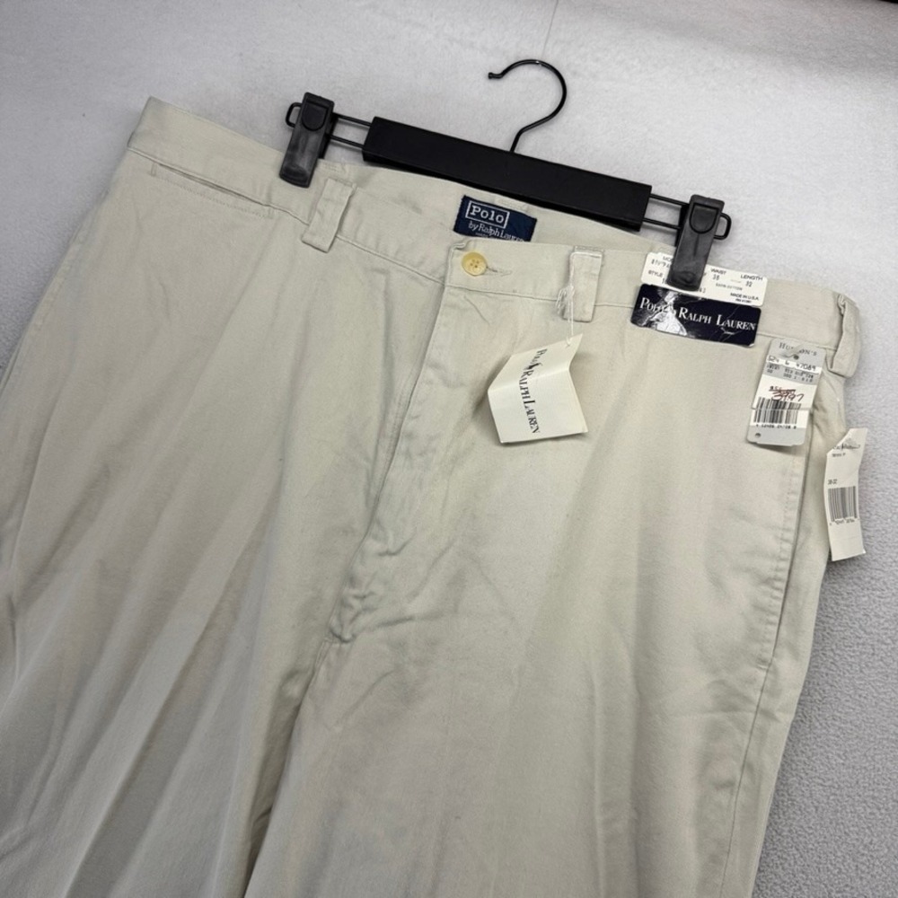 Vintage Ralph Lauren Pants Mens 38x32 Beige Chinos Pleated USA made Deadstock